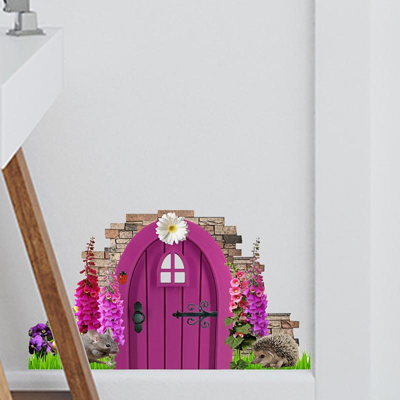 Samolepka na stěnu z PVC, vodotěsná samolepka na stěnu s kresleným zvířecím potiskem pro domácí dekorace kreativní rohové dekorace na stěnu