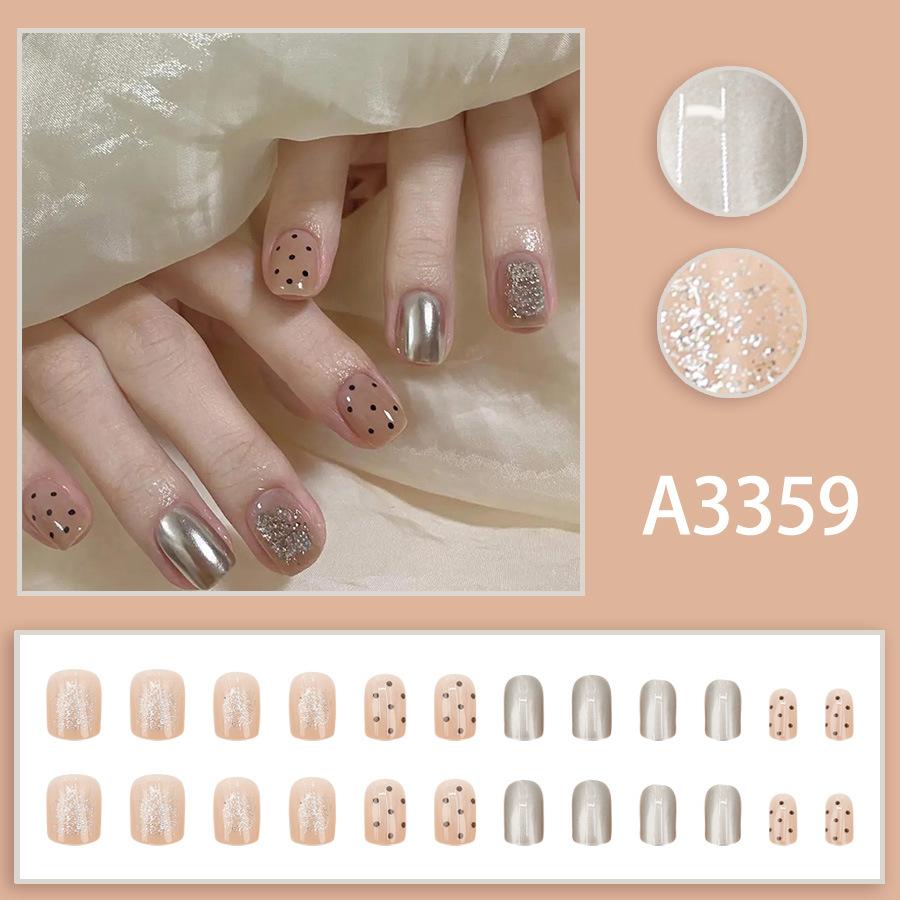 Metal New Polka-dot Nail Art Patch Nail Temperament Whitening High-end Wear Short Ins Wear Nails 24 Pieces