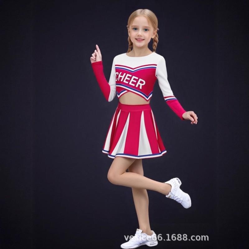 Kids Cheerleading Uniform Set Athletic Gymnastics Dance Performance Outfit Childrens Competition Costume