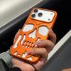 Ins  Hollow Out Skeleton Skull Matte Orange Phone Case For For Iphone 17 Pro Max Plating Orange Protective Back Cover