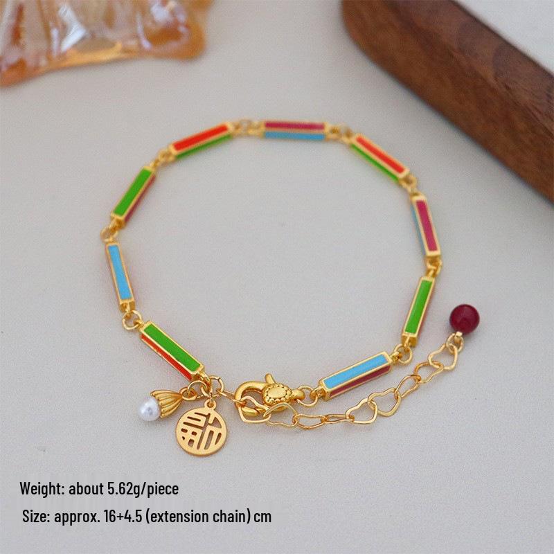 Retro Exquisite Butterfly Bracelet: Colorful Drip Oil Design, Light Luxury, High-End Fashion, Versatile Niche Temperament Jewelry.