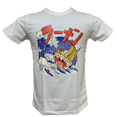 Pile Stone Unisex Ramen Print Funny with Aranami Mountain Unisex Japanese Style Parody T-Shirt Design, T-Shirt (XL, White)