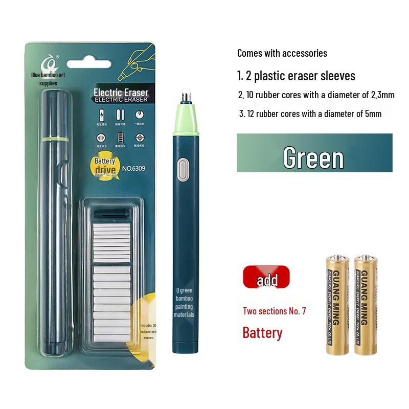 Grüner Bambus Wiederaufladbarer Elektrischer Radierstift mit Dicken & Dünnen Minen für Kunststudenten