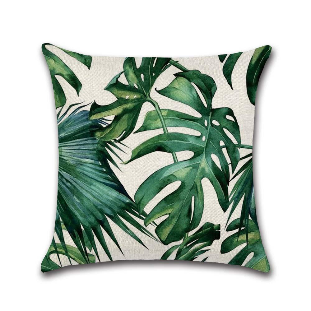 Tropical Plant Cushion Cover Green Leaves Decorative Pillowcase For Sofa Linen Throw Pillow Case Funda De Almohada Poszewka