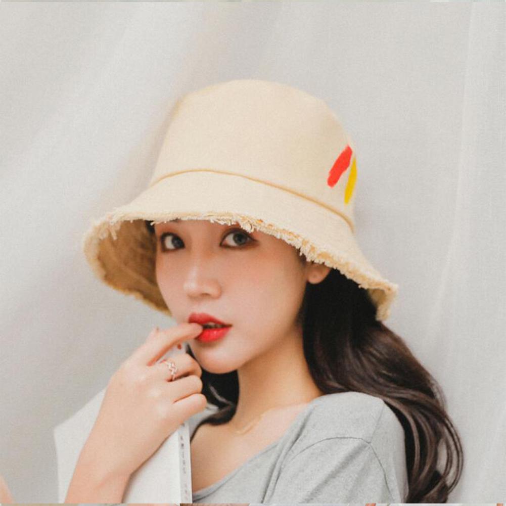 Women Wide Brim Sun Hat Cotton Fisherman Cap  for Out Travel