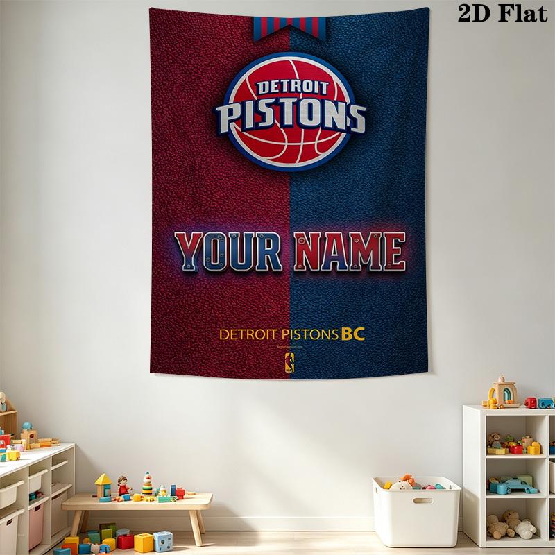 Name Custom Detroit Pistons Logo Wall Tapestry Aesthetic Wall Hanging Printed Fabric Blanket Decorative Tapestries for Bedroom Living Room Home Decor