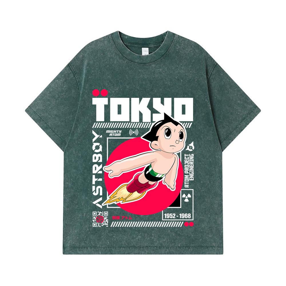 275 GSM Washed T-shirts 100% Cotton Astro Boy V2 Print Unisex Heavy Cotton T Shirt