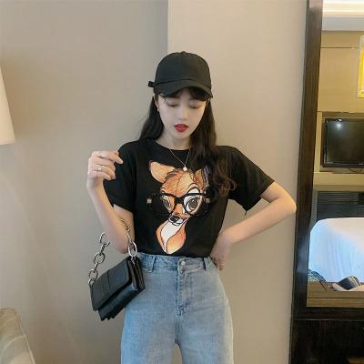 Short-sleeved t-shirt women s loose Korean version ins tide spring and summer new medium and long half-sleeved top ins tide M