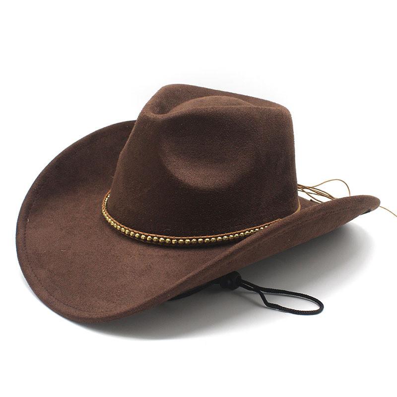 Ethnic Style Western Hat With Buckram Brim And Turndown For Outdoor Wear