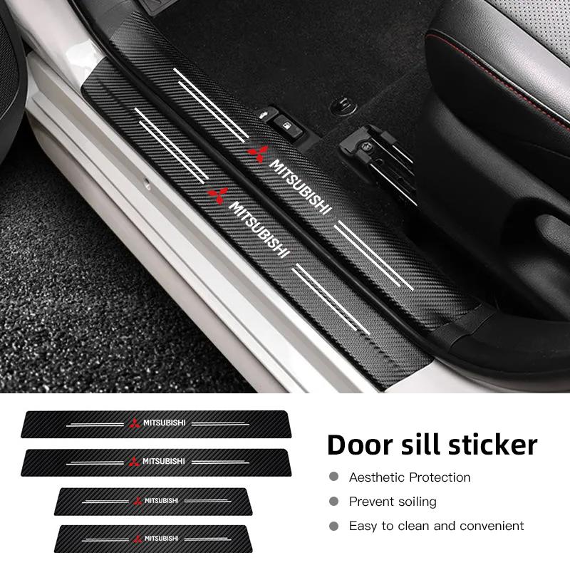1/4/5Pcs Carbon Fiber Sticker Car Threshold Protective Film For Mitsubishi Lancer Ralliart ASX Mirage Pajero Xpander Attrage Ex WJ4