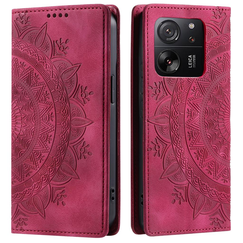 For Xiaomi 13T/13T Pro/Redmi K60 Ultra Wallet Imprinted Flower Pattern Leather Case Phone Cover