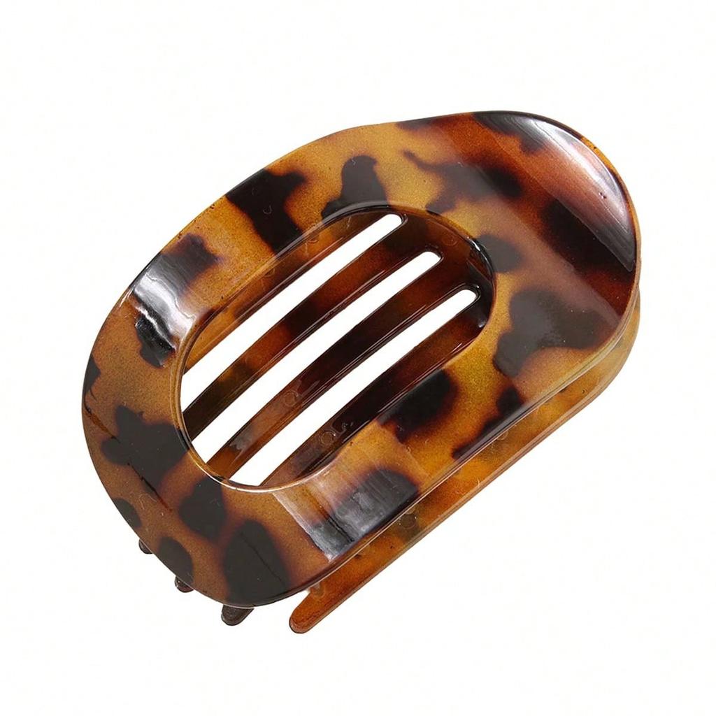 New 1PC Yellow Leopard Oval Plate Hairpin Curved Ponytail Clip Hairpin Flat Duckbill Clip Decorative Hairdressing