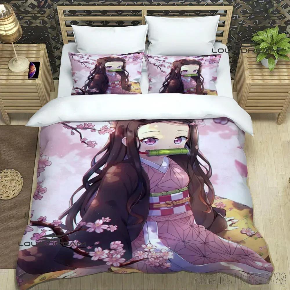 Demon Slayer Printed Duvet Cover Set HD Comforter Cover for Kids Bedding Sets Bedclothes Bedroom Decor