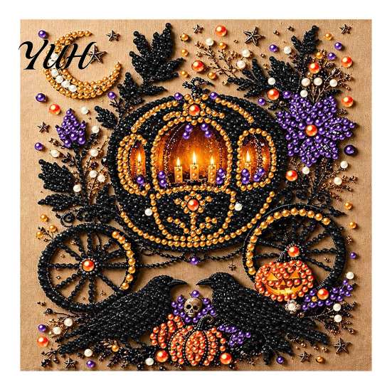 Seasonal Crafting Kits for Beginners Halloween Christmas DIY Faux Pearl Diamond Painting Kit, Rhinestone Art Craft Handmade Wall Hanging Decorations