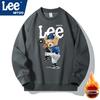 Lee & Mitoo Co-Branded 2025 Men's Fleece-Lined Sweatshirt: American Trendy, Thickened, Long-Sleeve, Couple Style for Autumn/Winter.