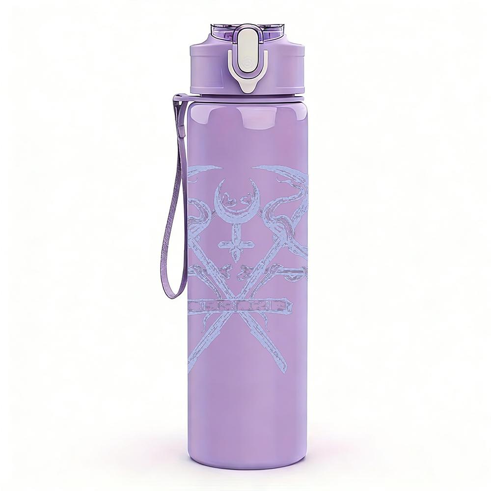 1PC Demon Horn Minimalist Line Art Print 750ml Portable Sports Water Bottle Leakproof Gym Outdoor Travel Drink Cup