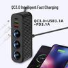 Car 1-to-3 Smart Cigarette Lighter: QC3.0 + PD30W Dual USB Fast Charger for Mobile Phones