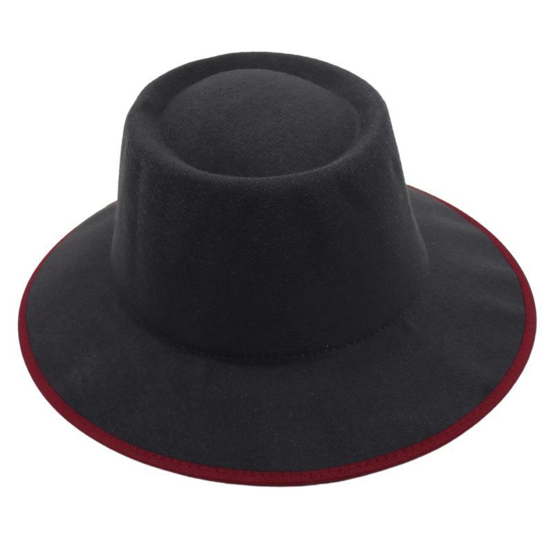 

Wholesale Nostalgic Retro Top Hat Flat Top Jazz Hat Male And Female Felt Hat Mike Woolen Hat Vintage Sun Hat One size fits all темно-сірий