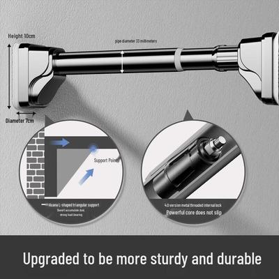 No-Drill Telescopic L-Shaped Stainless Steel Shower Curtain Rod
