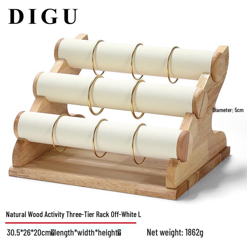 Digu Solid Wood Jewelry Display Stand: Removable Tiered Bangle & Bracelet Storage Rack