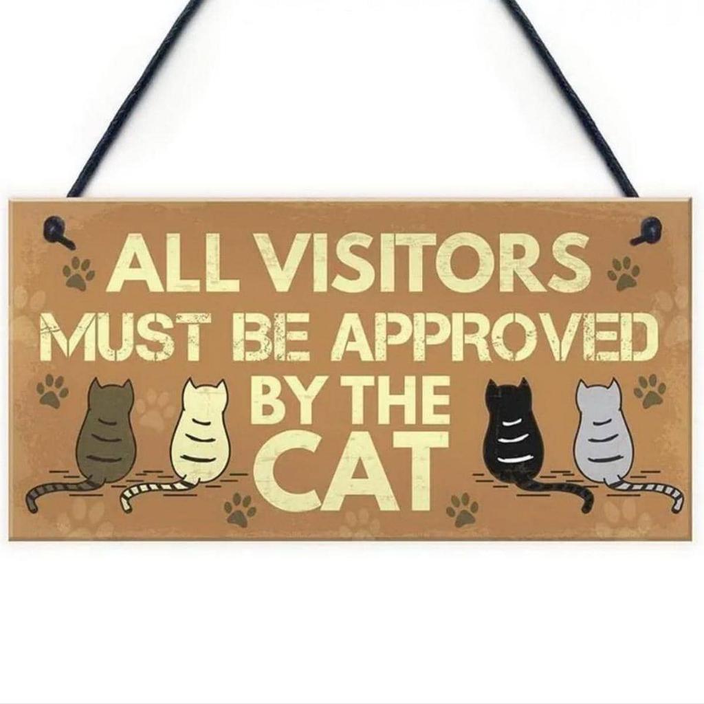 Handmade Cute Cat Sign Wood Plate Wall Decoration Christmas Gift for Pet Lovers Bedroom Home Decor