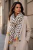 Scarf with colorful leopard print and fringes 180x90