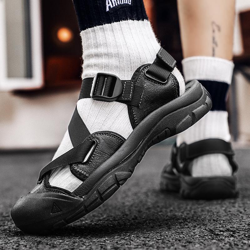 Summer Fashion Sandal Men Large Size 46 Outdoor Men's Hiking Sandals Athletic Sports Beach Shoes for Men Closed Toe Slippers