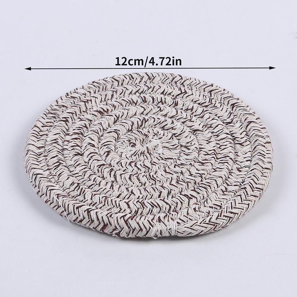 1PC Cotton Thread Cup Mat 12cm Round Coaster Knitting Table Mat Pot Holder Coffee Drink Tea Cup Woven Anti-Scalding Mat