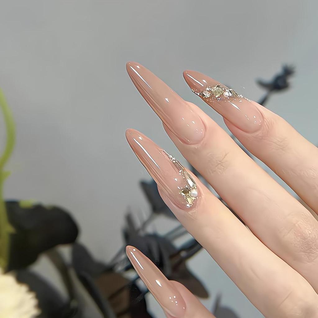 Sunset Goddess Gradient Rhinestone Handmade Wearable Nails - 285 Styles with Box Tool Kit