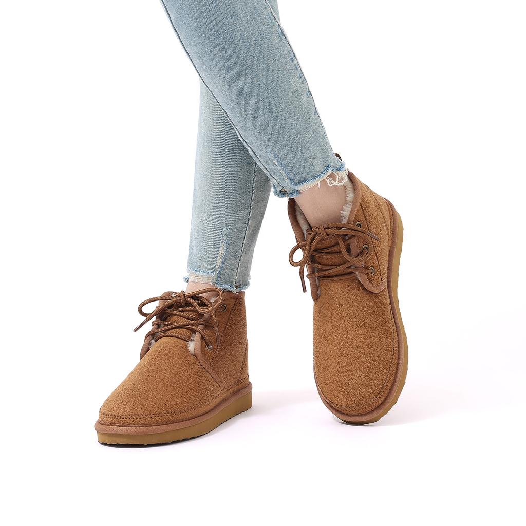 Comwarm Short Plush Lining Ankle Boots for Women Faux Suede Hard Bottom Snow Boots Warm Cozy Winter Outdoor Cotton Boots