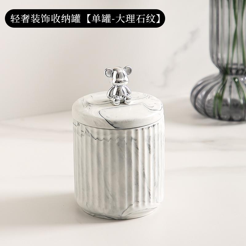 

Bear Cotton Swabs Storage Jar Ceramic Toothpick Tube Luxury Household High-end Personalized Creative Cotton Swabs Storage Box