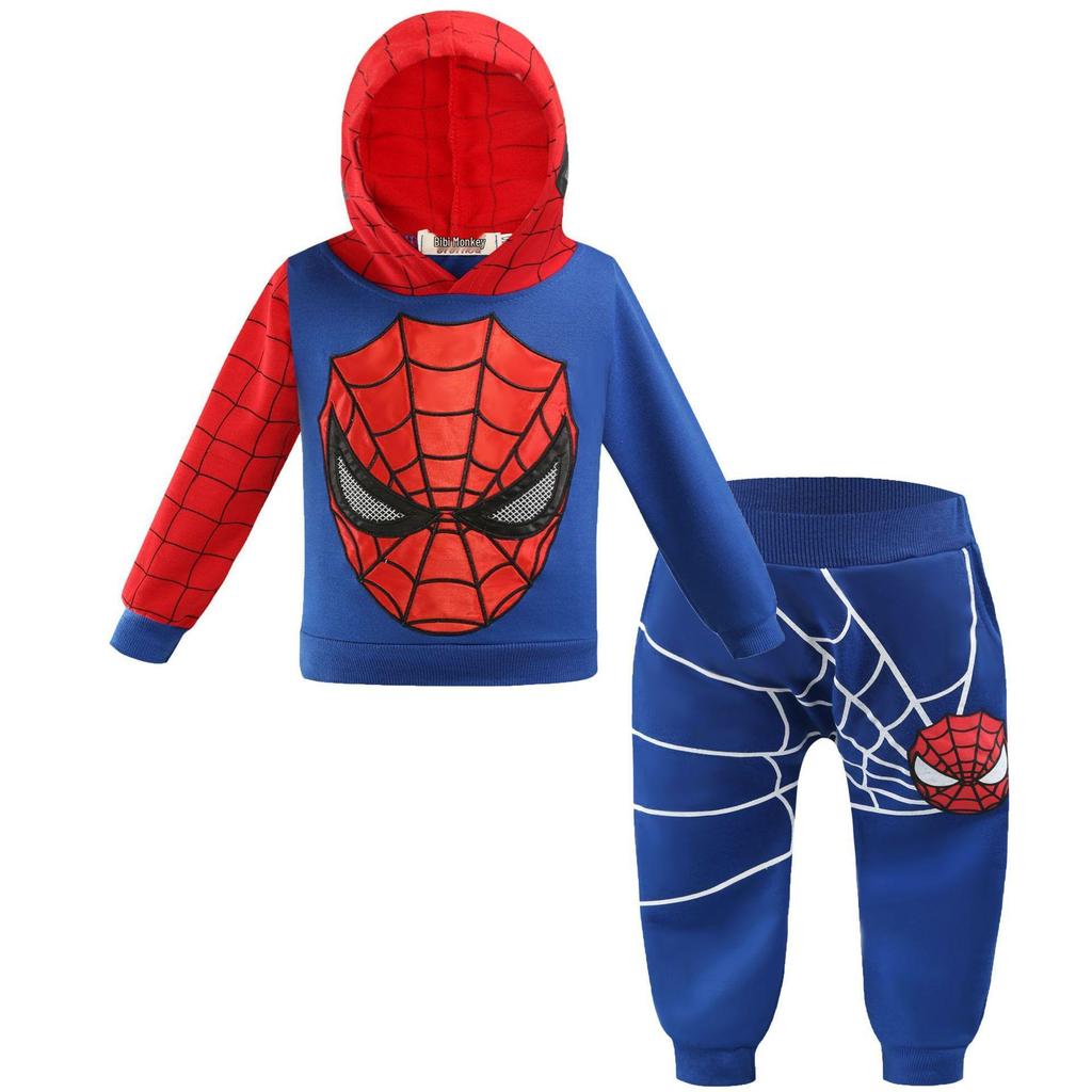 Boys' Spider-Man Hoodie and Pants Set - Kids Cartoon Sportswear for Spring and Autumn