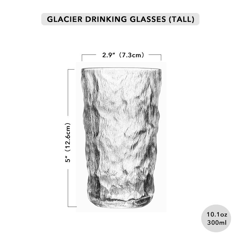 Romantic Water Glasses Tumblers Hammered Glacier Drinking Glasses Set for Juice,Coffee, Beer, Water, Cocktails, Whiskey