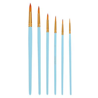 6 Stück Spitz Aquarell Hakenlinie Pinselset Nylonhaar Anfänger Künstlerbedarf MalpinselMattblau