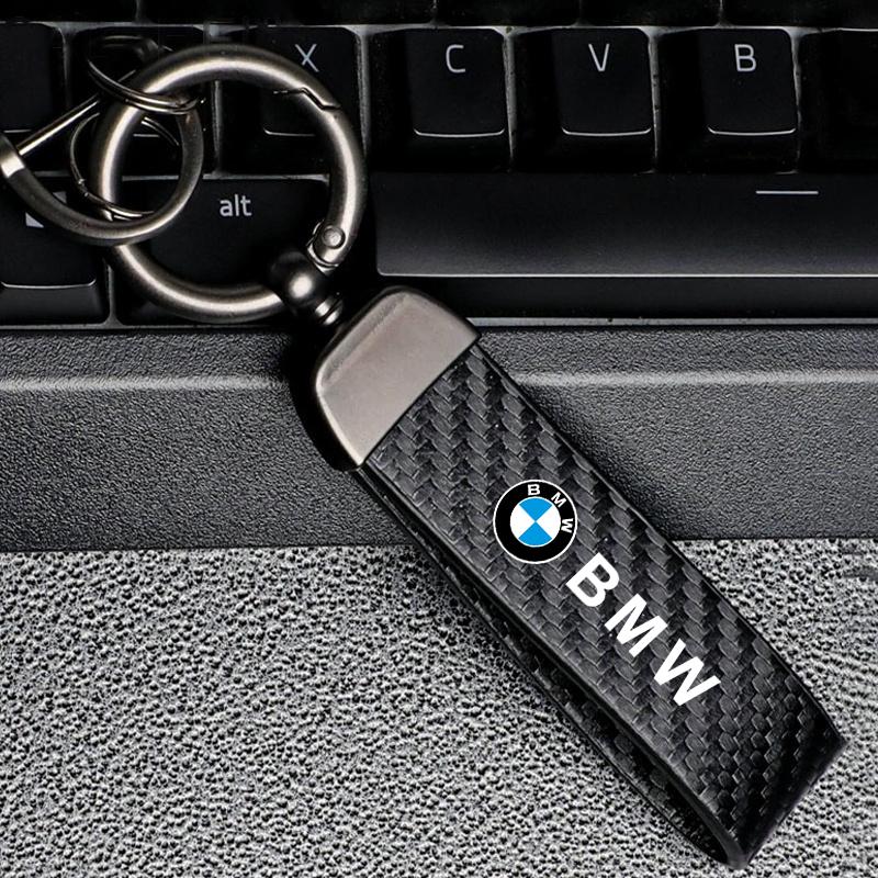 Carbon Fiber Car Badge Keychain Keyring Leather Key Chain Pendant For BMW E60 E53 E83 F48 F40 G20 G01 G02 F10 F95 G15 G16 F30 X1 cybf04