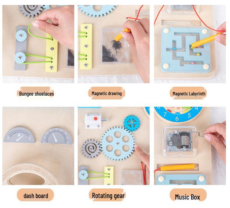 Montessori Baby Busy Box: Wooden Fine Motor Skill Toys for 1-3 Years