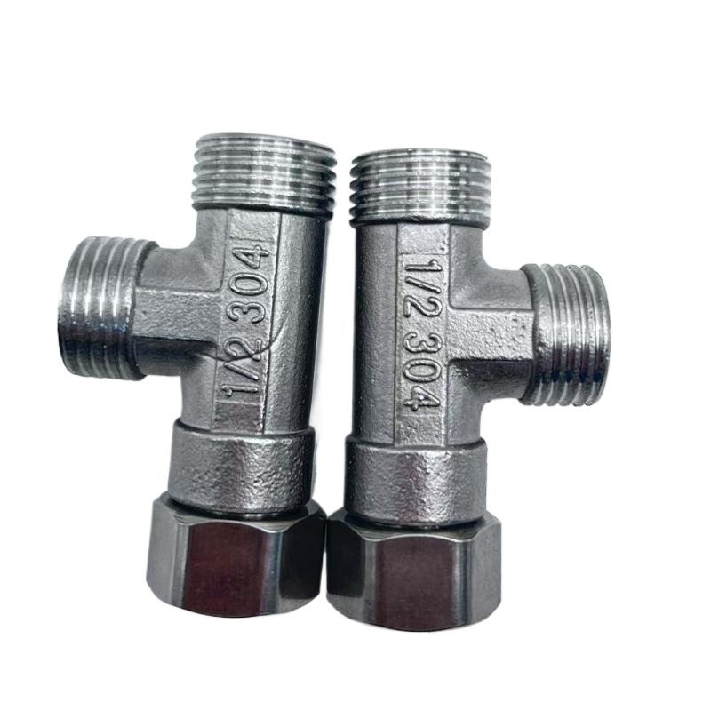 Toiletten Umleitventil Kupfer T-Adapter G1/2" T-Ventil für Bad Bidet Sprayer Duschanschluss 4 Punkte Dreiwege Wasserrohr