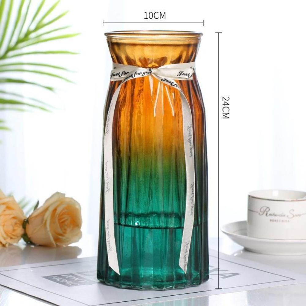 Nordic Transparent Glass Vase Hydroponic Green Ivy Plants Color Glass Vase Flower Arrangement Vase Living Room Decoration