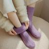 4 Pairs Women's Autumn Winter Mid-Length Socks Fashionable Versatile Purple Heart-Shaped Soft Warm Comfortable Casual Long Socks