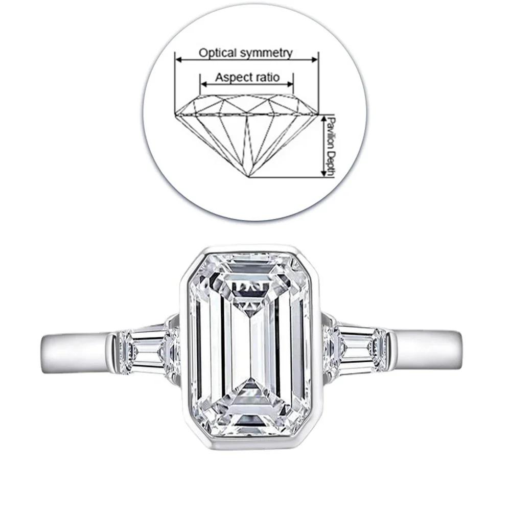Silver 925 Cut Created Moissanite Engagement Wedding Ring for Women Jewelry