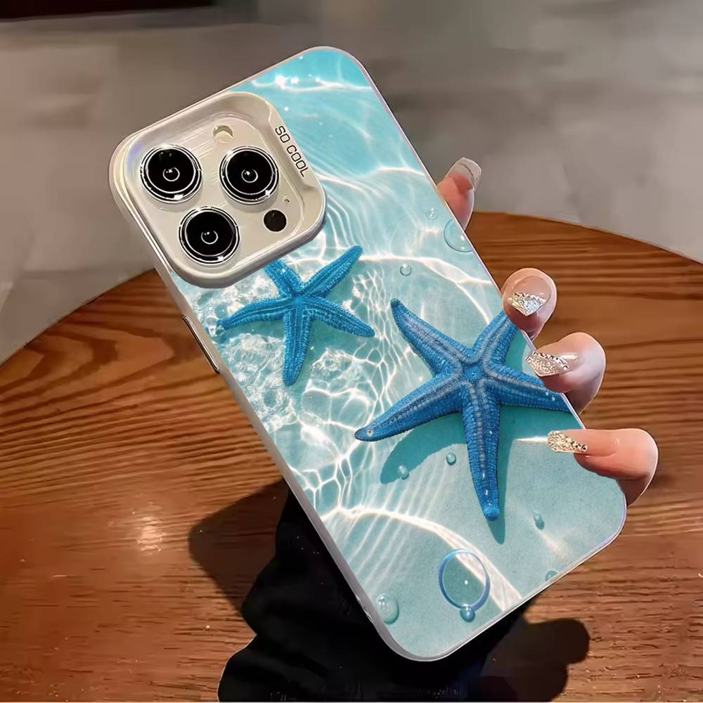 Meerwasser Schmetterling Ozean Schildkröte Handyhülle Für iPhone 17 16 15 14 13 12 11 Pro Max Plus Silber Süßigkeit Mattes Cover