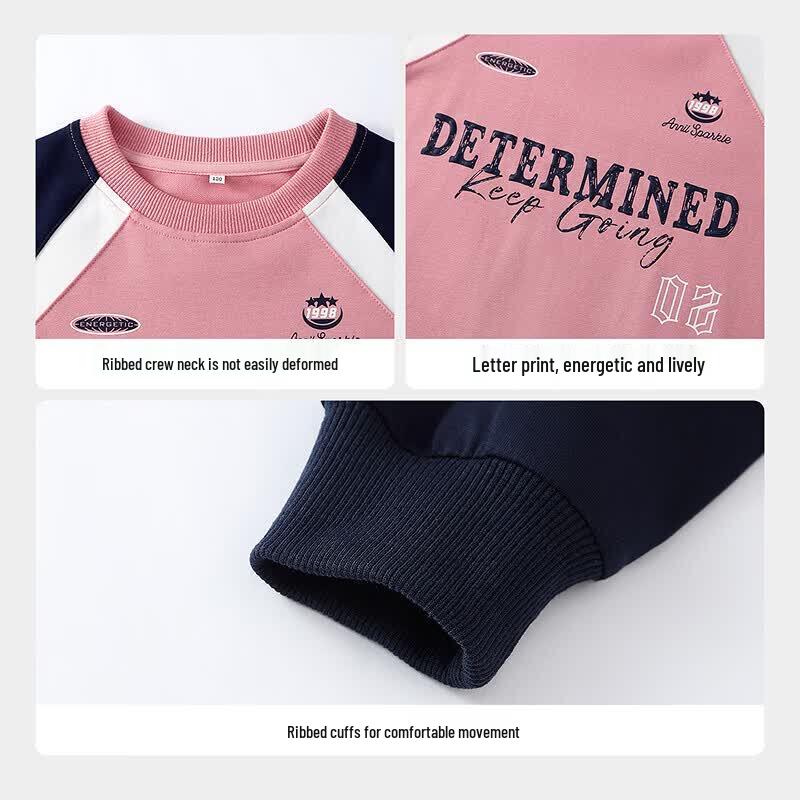 Annil Çocuk Renk Bloklu Harf Baskılı Bisiklet Yaka Sweatshirt