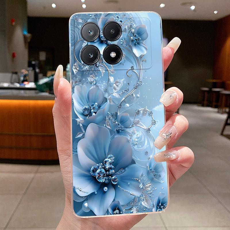 Phone Case For Xiaomi POCO X6 PRO 5G/Redmi K70E Fundas Capa Butterfly Bow Protective Casing Transparent Soft Silicone TPU Cover