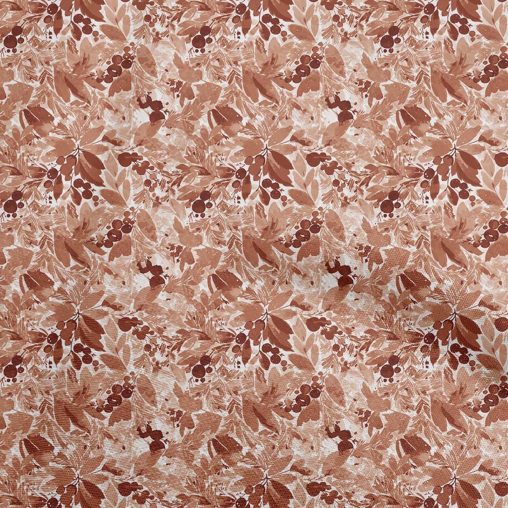 oneOone Cotton Flex Brown Fabric Leaves Fabric For Sewing Printed Craft Fabric By The Yard 40 Inch