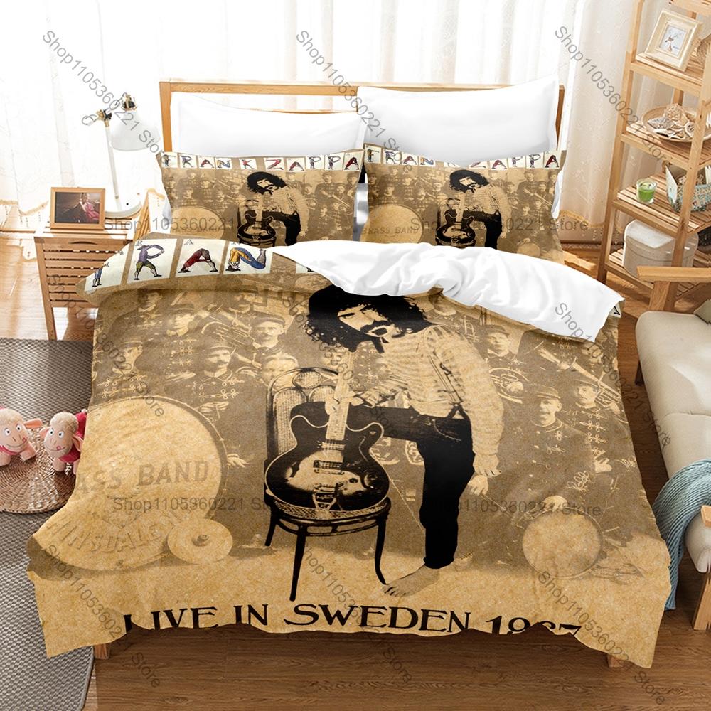 Leggenda del Rock Sperimentale Frank Zappa Stampa Integrale Set Biancheria da Letto 3 Pezzi Copripiumino + 2 Federe Teen Stanza del Dormitorio Decorazione per la Casa