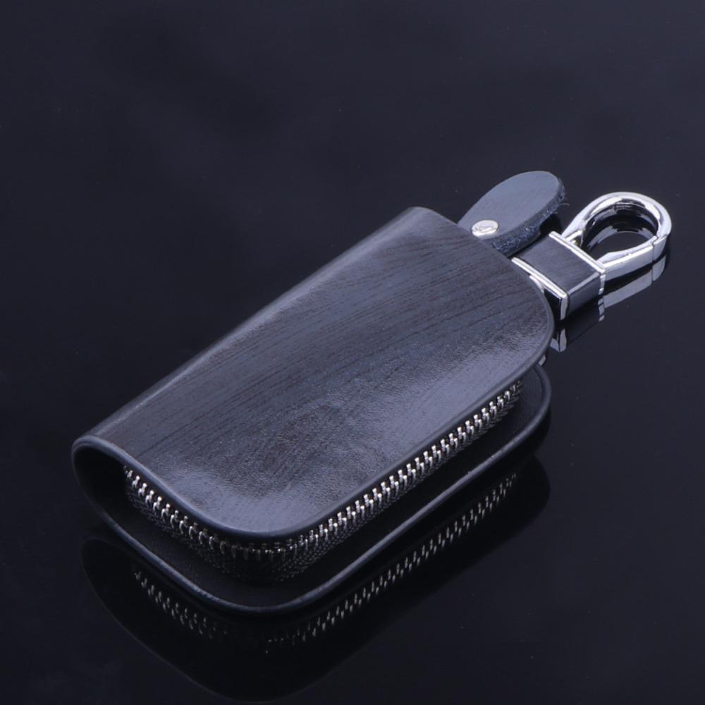 Car Universal Leather Key Bag Convenient Key Organizer Black/Brown Wallet with Zipper Suitable for A Variety of Car Key Shell