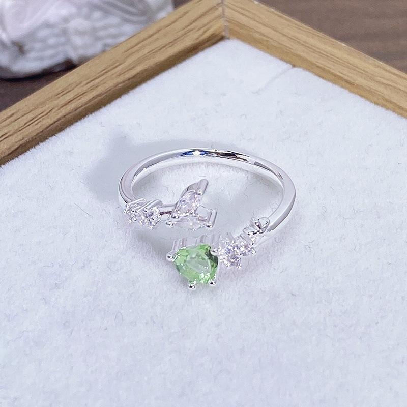 Enamel Oil Drop Flower Butterfly Opening Ring Niche Design Light Luxury High Sense Zircon Personality Ring Woman