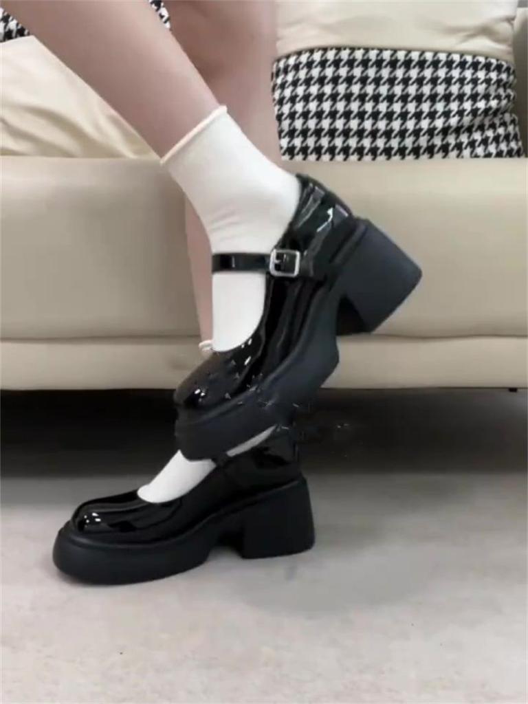 Platform Mary Jane Single Shoes Women's 2025 New Student Versatile Fashion Thick Heel Japanese College Style High Heel Small Leather Shoes