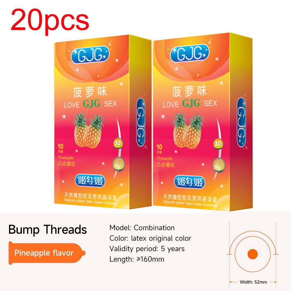 Ultra-thin Condom Lubrication Natural Latex Condom 52mm Pineapple Flavor Bump Thread Safe Sex Sex Product for Male