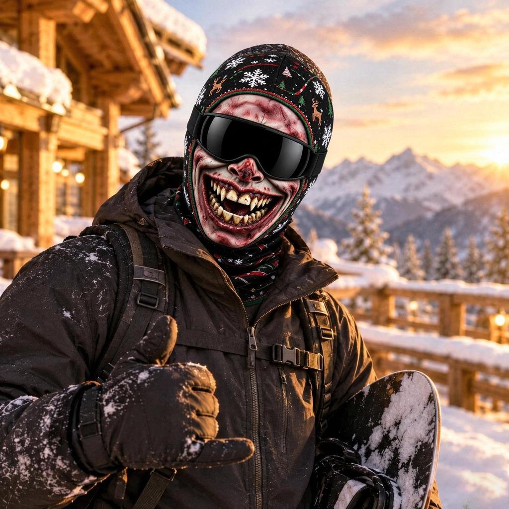 Maschera da sci integrale novità con stampa 3D di vecchio, antivento invernale per il freddo, occhiali da sole non inclusi